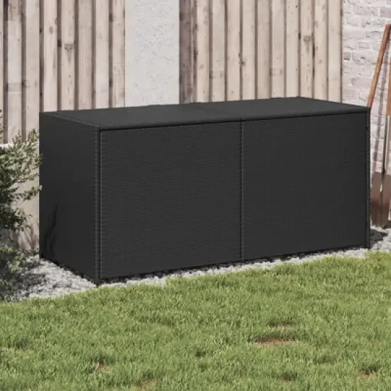vidaXL Garden Storage Box Black 74.8 Gallon Poly Rattan image {9}