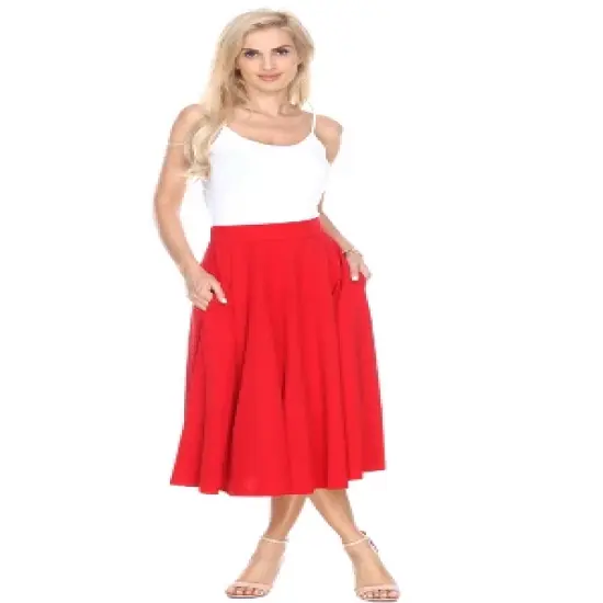 Women's Flared Midi Skirt with pockets - White Mark image {6}