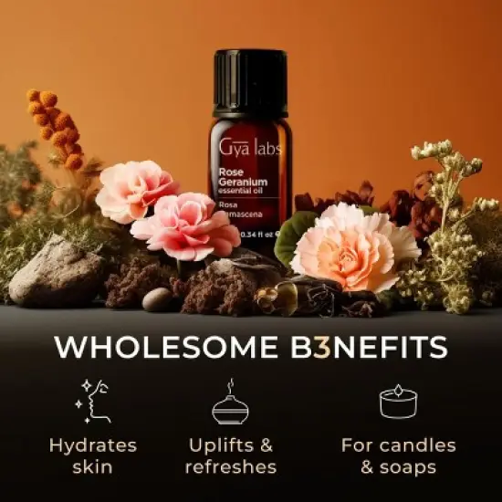 Gya Labs Rose Geranium Essential Oil for Skin - 0.34 Fl Oz - Rose Geranium Oil for Diffuser image {4}