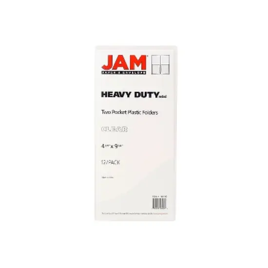 JAM Paper Heavy Duty Plastic Two-Pocket Mini Folders 4 1/4 x 9 1/8 Clear 96450B image {2}