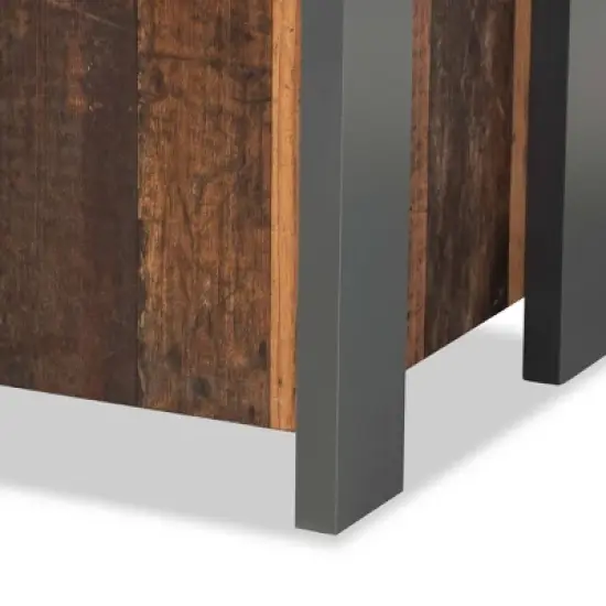 Ranger Two-Tone and Wood 1 Drawer Sideboard Buffet Rustic Brown/Gray - Baxton Studio image {4}