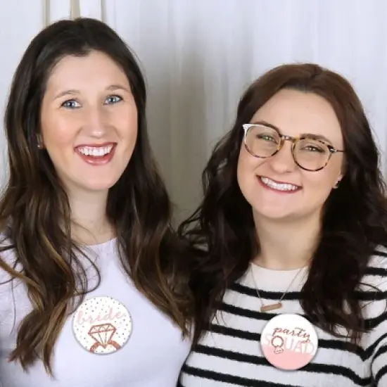 Big Dot of Happiness Bride Squad - 3 inch Rose Gold Bridal Shower or Bachelorette Party Badge - Pinback Buttons - Set of 8 image {3}