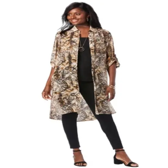 Jessica London Women&rsquo;s Plus Size Sheer Georgette Mega Tunic image {12}