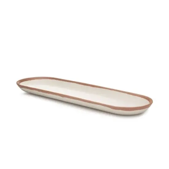 Q Home | Potter Terracotta 18" x 5.5" Melaboo Long Oval Platter image {1}