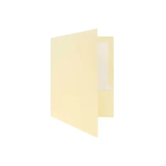 JAM Paper Laminated Two-Pocket Glossy Presentation Folders Ivory Bulk 50/Box 385GIVC image {3}