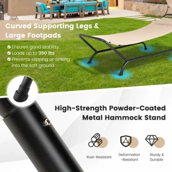Tangkula Chaise Lounge Bed w/ Detachable Sunshade Canopy Hammock w/ Rustproof Metal Stand image {4}