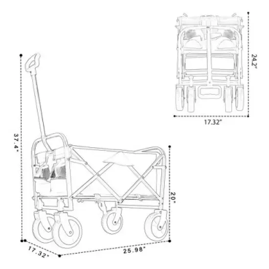 CAVINAS Folding Shopping Cart with Strap Design,Folding Wagon with All-Terrain Wheels,Utility Cart for Camping,Shopping,Sports,Gardening image {2}