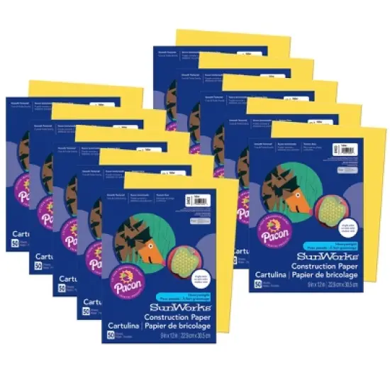 Prang&reg; Construction Paper, Yellow, 9" x 12", 50 Sheets Per Pack, 10 Packs image {6}