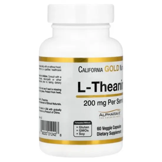 California Gold Nutrition L-Theanine, Featuring AlphaWave&reg;, 200 mg, 60 Veggie Capsules image {4}