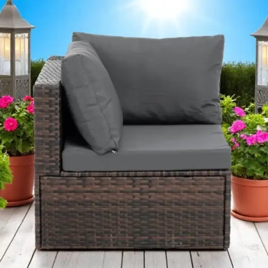 5-Piece Patio Furniture Set with PE Wicker Furniture set, Tempered Glass Table, Cushions with Zipper,Outdoor Furniture set image {8}