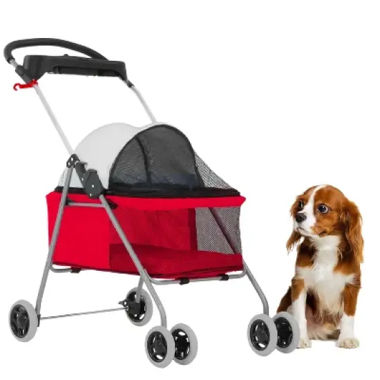 BestMassage Pet Stroller 4 Wheels Dog Cat Stroller Foldable Jogger Stroller image {11}