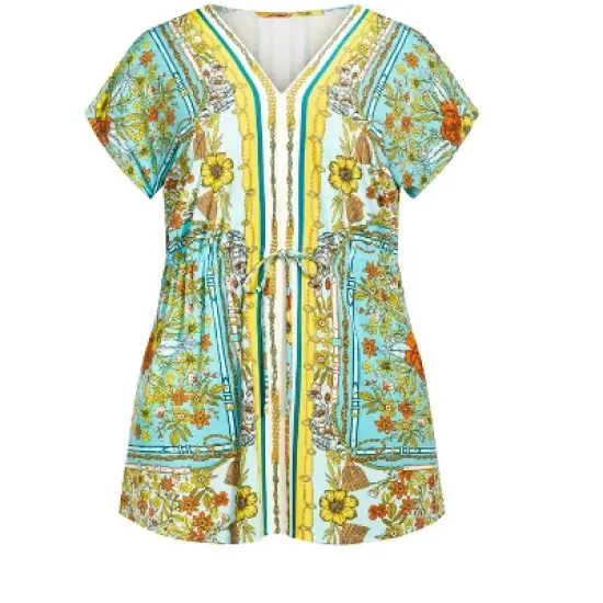 Women's Plus Size Selina Scarf Tunic - turquoise | AVENUE image {2}