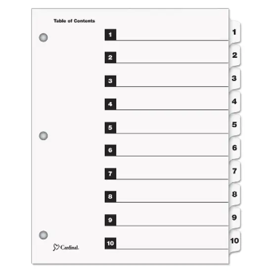 Cardinal Traditional OneStep Index System 10-Tab 1-10 Letter White 10/Set 61013 image {3}