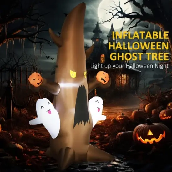 Syemin Decorative Holiday Scene Props Halloween Inflatables Outdoor Decoration Ghost Tree with Pumpkins Blow-Up Decor Indoor, Brown, 39.25"*31.5"*59" image {3}