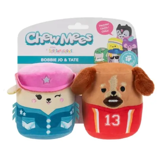 Chew Mees by Squishmallows Cowgirl and Football Player Dog Plush Toy image {1}