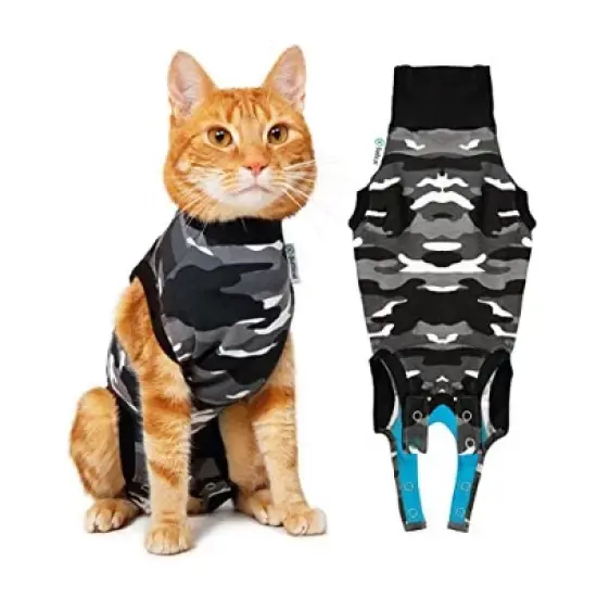 Suitical Recovery Suit for Cats - Comfortable Alternative To A Cat Cone - Black Camouflage image {10}