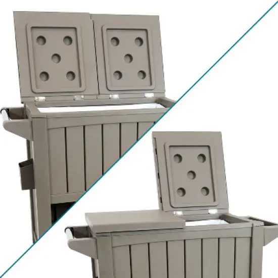 Sunnydaze Rolling Patio Serving Cart with Prep Table, Cooler and Storage image {8}