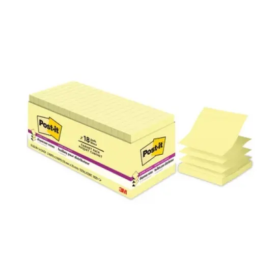 Post-it Dispenser Notes Super Sticky Pop-up 3 x 3 Note Refill, Cabinet Pack, 3" x 3", Canary Yellow, 90 Sheets/Pad, 18 Pads/Pack image {7}