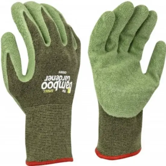 Bellingham Bamboo Gardener Gloves, Natural Rubber Palm, Green, Size Small (1 pair) image {1}
