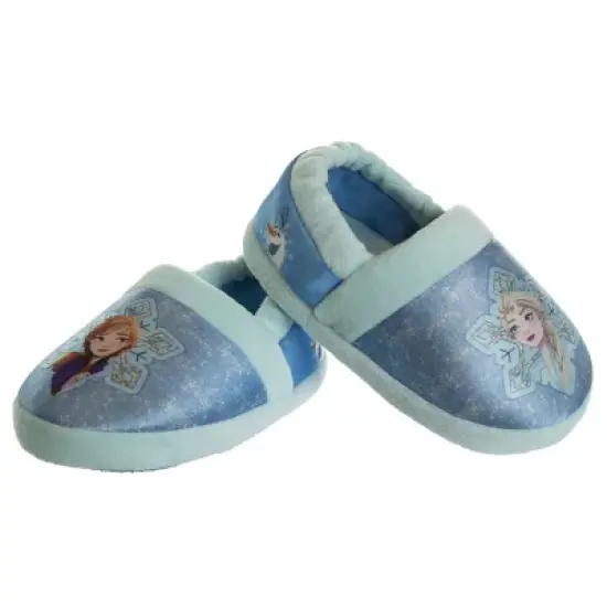 Disney Frozen Girl Slippers - Elsa and Anna Plush Lightweight Warm Comfort Soft Aline House Shoes &ndash; Ice Blue (sizes 5-12 Toddler-Little Kid) image {2}