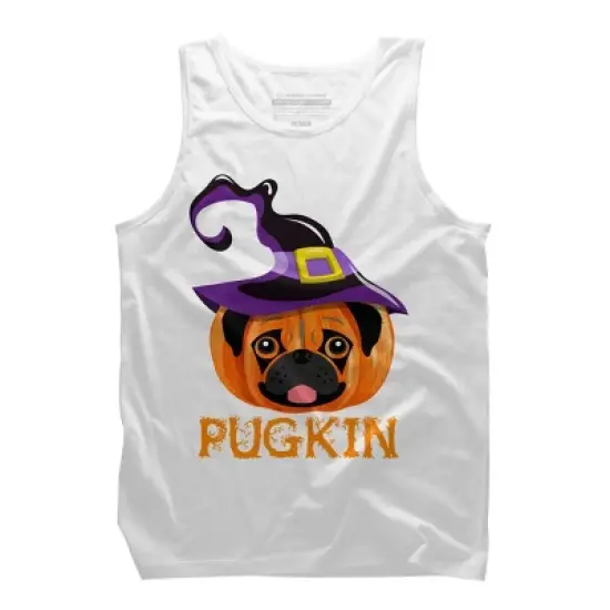 Men's Design By Humans Pugkin Pumpin Halloween By trantanphat95 Tank Top image {7}