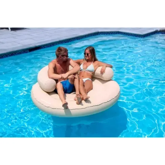 Swimline Cloud Oxford Fabric Inflatable Swimming Pool Island Chaise Float - 60" - Beige image {3}