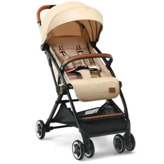 Infans Lightweight Baby Stroller Aluminium Frame w/ Net for Travel Beige image {7}