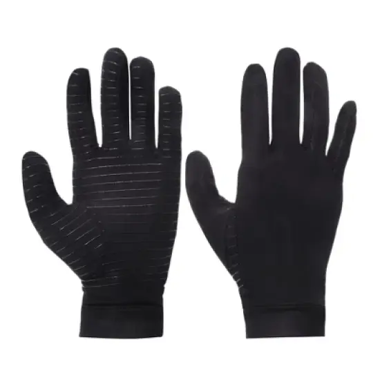 Unique Bargains Non-slip Horizontal Striped Full Finger Compression Gloves for Sport 1 Pair image {6}