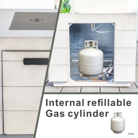 Moda Furnishings 23.8'' H x 42.5'' W Magnesium Oxide Propane Outdoor Fire Pit Table with Lid image {8}