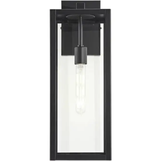 John Timberland Titan Modern Outdoor Wall Light Fixtures Set of 2 Mystic Black Rectangular Frame 20" Clear Glass for Post Exterior Barn image {4}