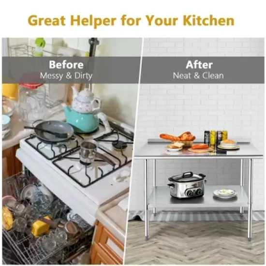 Costway Stainless Steel Table for Prep & Work w/ Backsplash image {6}