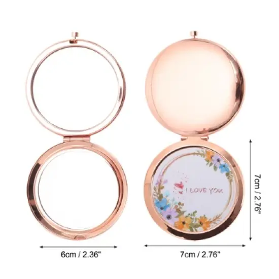 Unique Bargains Round Makeup Mirror Rose Gold Tone 1 Pc image {1}