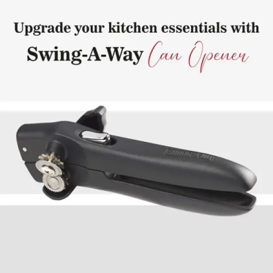 Swing-A-Way Locking Can Opener with Sharp Blade, Manual Hand Held, 2-in-1 Can and Bottle Opener, Made of Steel, Easy Turn Knob - (Black) image {1}
