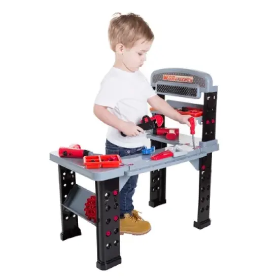 Toy Time Kids Pretend 75-Piece Woodworking Set and Mechanic Workshop with Battery-Powered Drill and Accessories image {3}
