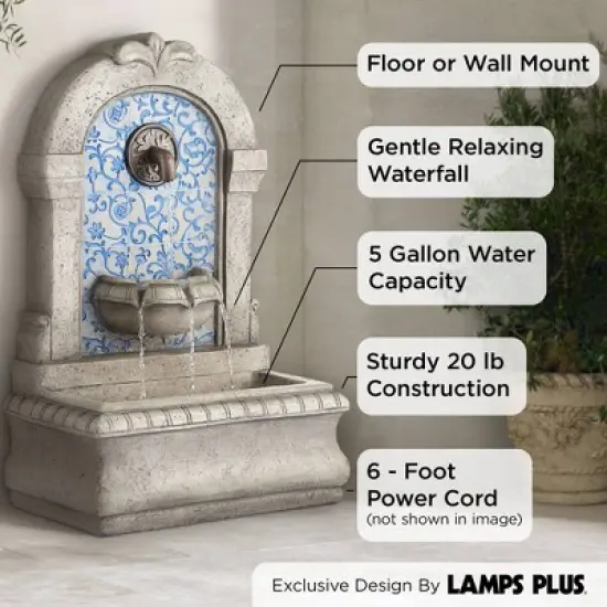 Manhasset 30 1/4" High Large Italian Outdoor Decor Blue Faux Stone Floor Fountain Waterfall Outside Garden Patio Yard Backyard image {2}