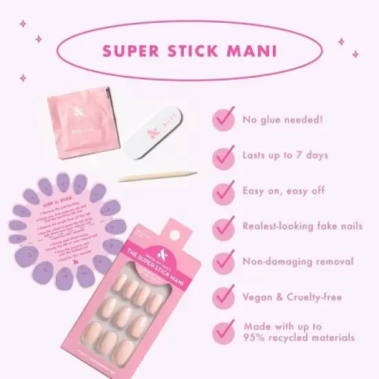 Olive & June Fake Nails - XS Round - Pink Star Party - 32ct image {4}