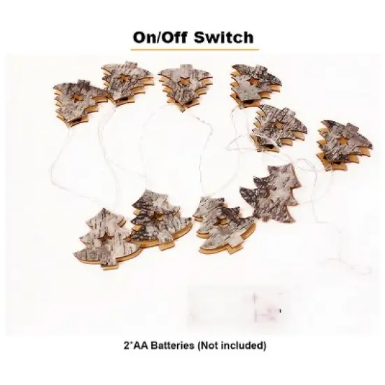 Perfect Holiday 10 LED Battery Operated String Light with Wooden Christmas Tree - Warm White image {5}