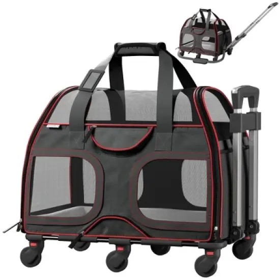 Katziela Airline Compliant Wheeled Pet Carrier With Removable Wheels and Telescopic Handle image {10}