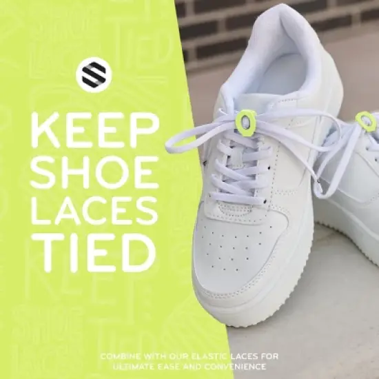 The Original Stretchlace Shoelace Knot Clips &ndash; Neon Green Shoe Lace Bow Holder Accessory (3 Pair) image {3}