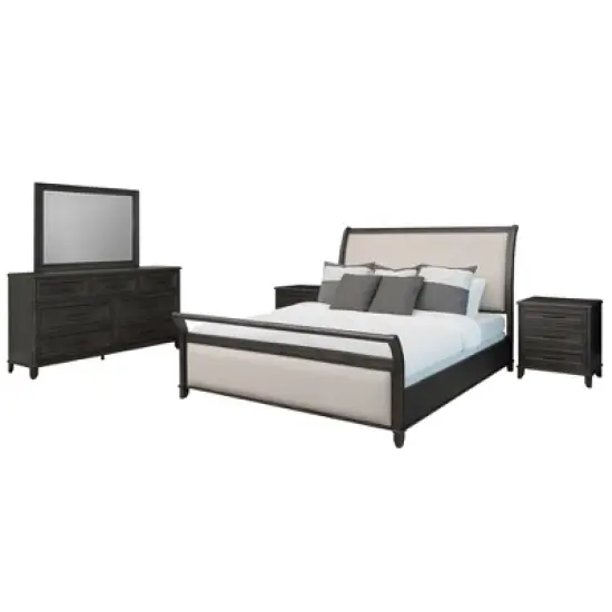 5pc Cindi Sleigh Bedroom Set Gray - Abbyson Living image {16}