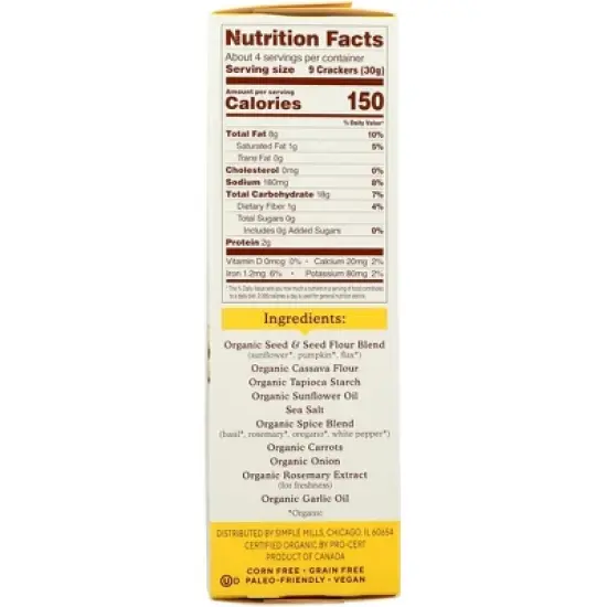 Simple Mills Garlic & Herb Seed Flour Crackers - Case of 6/4.25 oz image {3}