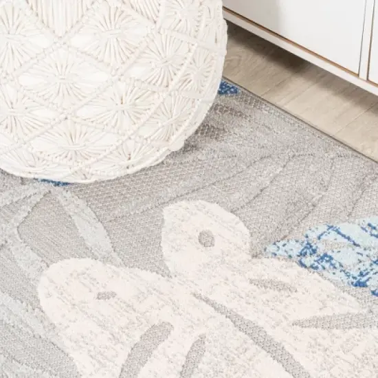 Monstera Tropical Leaf High-Low Indoor/Outdoor Area Rug - JONATHAN Y image {2}