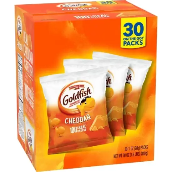 Goldfish Cheddar Crackers Snack Pack MultiPack Box - 30oz/30ct image {2}