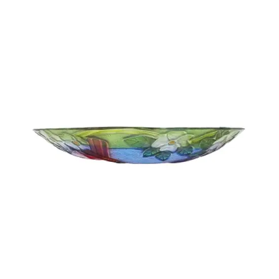 18" Glass Birdbath and Cardinal Bird Red - Alpine Corporation: Weather-Resistant, Freestanding Outdoor Decor image {4}