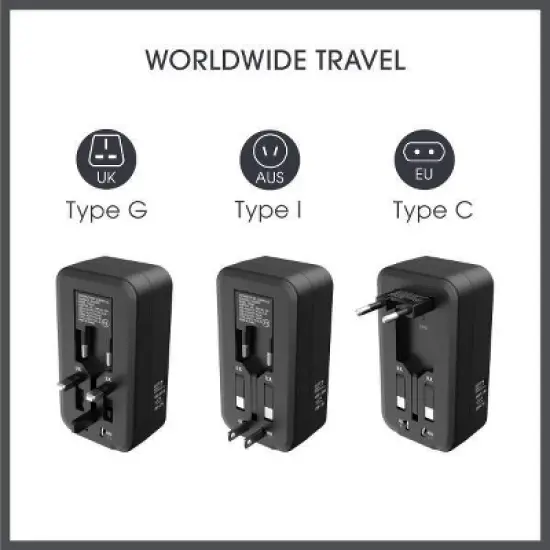 Travel Smart Does-It-All Adapter with Cables & USB-A & C Ports: Chargers, 15W Output image {3}