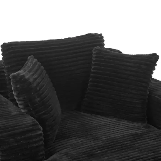 KTMBDW 48.8" Chaise Lounge Sofa, Oversized Corduroy Upholstered Boneless Sofa Bed with 2 Pillows, Deep Seat Sleeper Sofa for Living Room image {8}