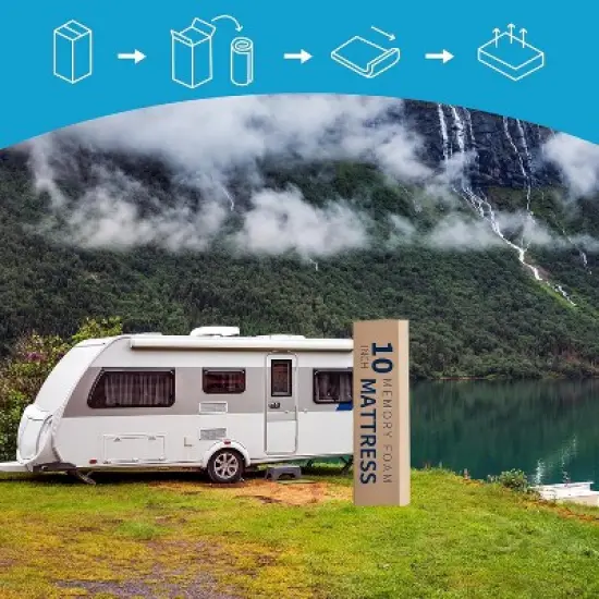 Vipbear RV Mattress, Tencel Cover, Premier Cooling Green Tea/Gel Medium Firm Mattress in a Box, Back Supportive,Made in USA image {2}