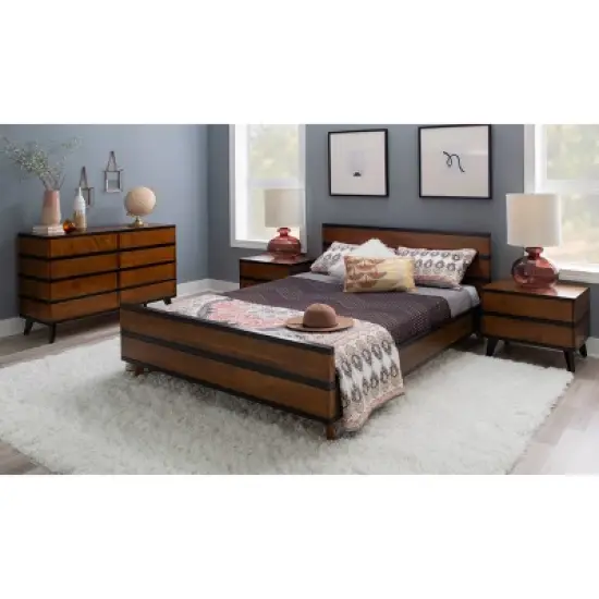 Mid-Century Modern 2 Drawer Nightstand Walnut - Linon image {12}