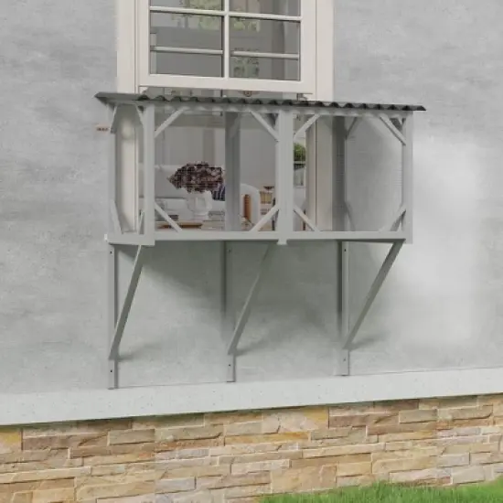 Gulches Wooden Cat Window Perch for Large Indoor Cats with Mesh Windows image {2}