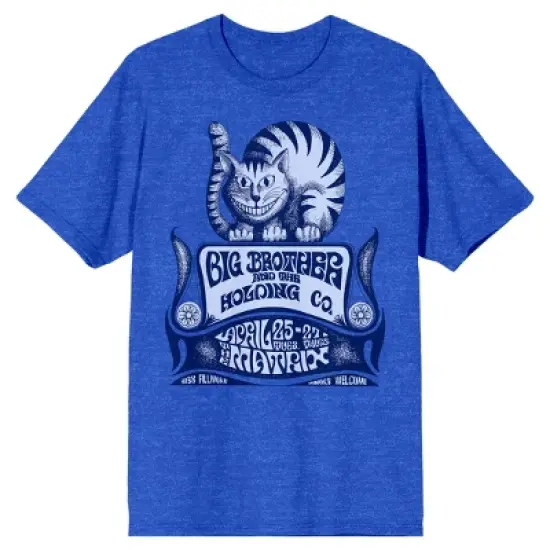 Big Brother & the Holding Co. Cat Logo Men's Royal Blue T-Shirt With Short Sleeves and Crew Neck image {4}